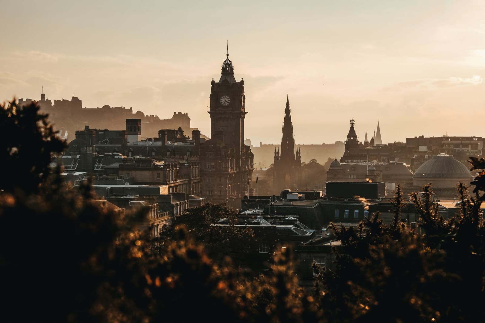 Edinburgh Skyline from Calton Hill during spring